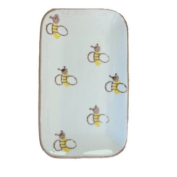 Ceramic Made in Portugal Honeybees 9.75” x 6” Tidbit Tray - Picture 3 of 7